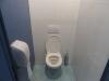 Standardtoilette mit Klobesen und Toilettenpapierspender